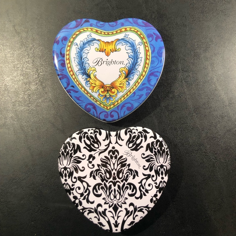 Brighton Heart-Shaped Decorative Tins Set Of 2 Empty
